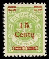 (1923-) Марка Литва "Надпечатка 15 Centy"  ☉☉ - марка гашеная в идеальном состоянии, без наклеек и/и